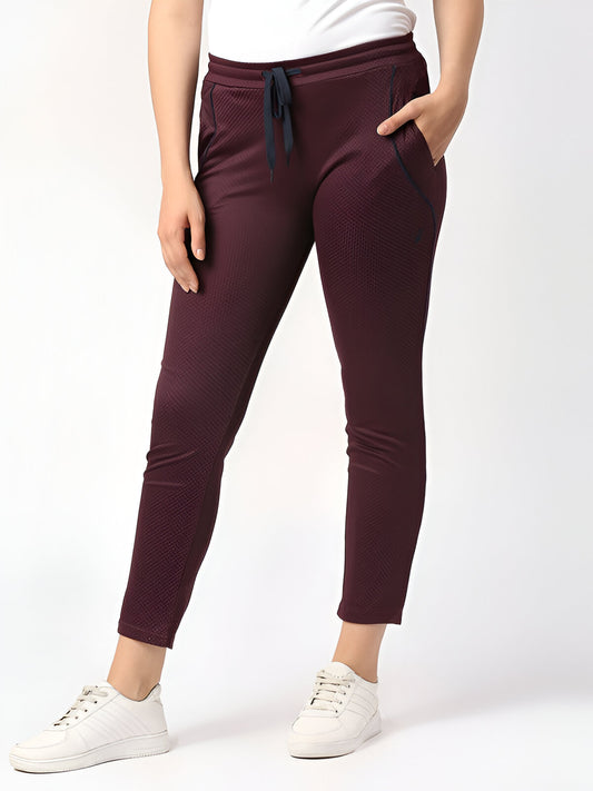 Women Plum Printed Sports Track Pants