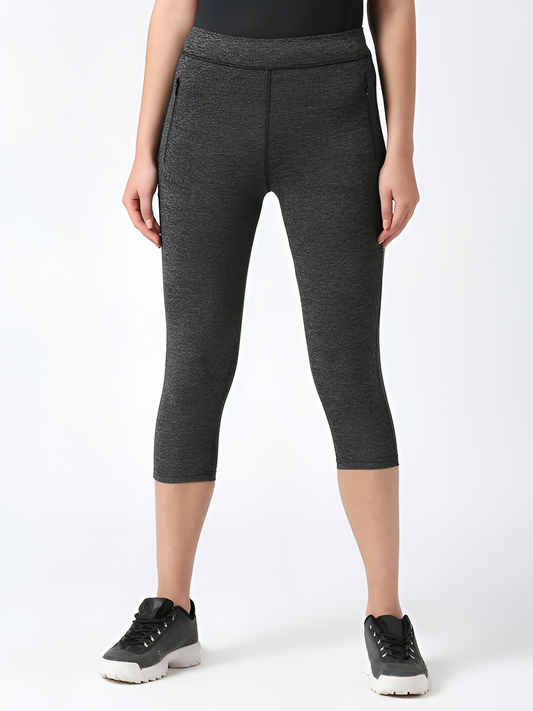 Women Dark Grey Solid Capri