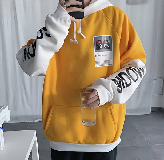 Men yellow and white Hoodie