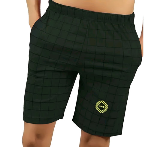 Men checked black shorts