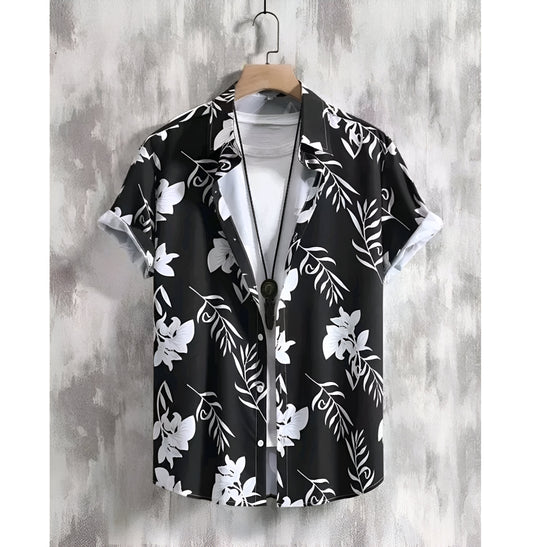 Men casual flower printed shirt