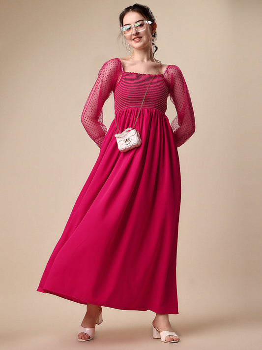 Pretty in Pink Fit & Flare maxi Dress for Women & Girls