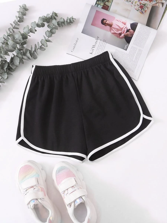 Contrast Binding Dolphin Hem Shorts for Women & Girls