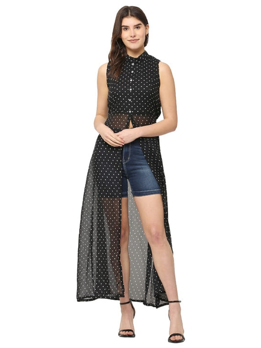 Black High Low Solid Dress for Women & Girls