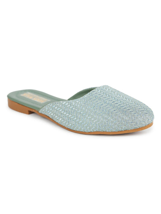 Green Synthetic Mules for Women & Girls